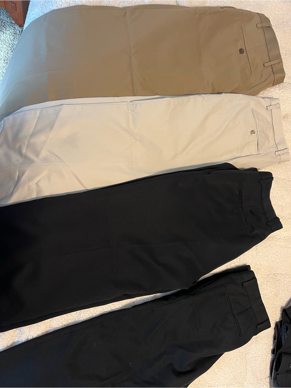 4 Dockers Men's Dress Pants Bundle- Black, Tan, light beige